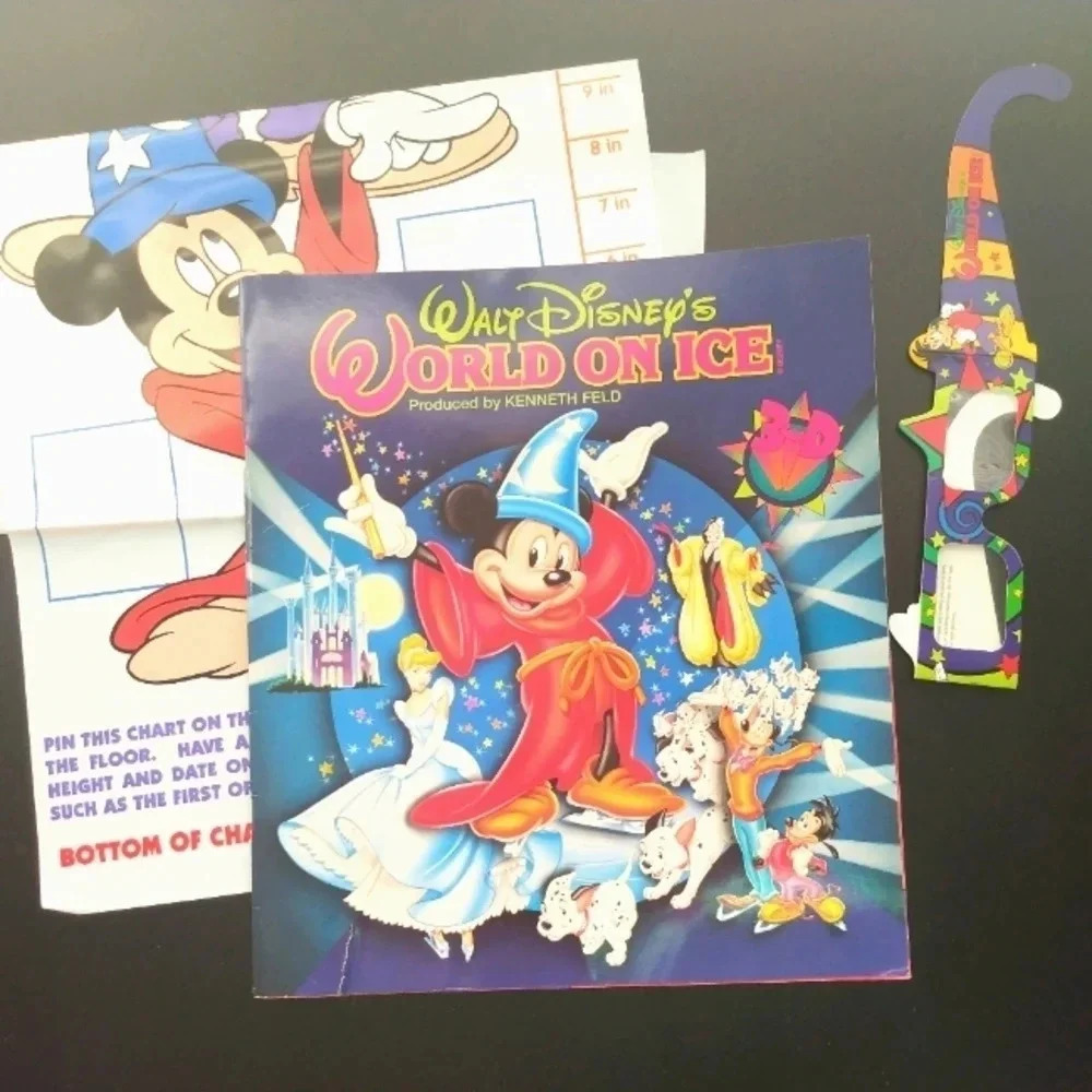 WALT Disney's World On Ice Souvenir Program Bundle-Growth Chart-Glasses-Fantasia